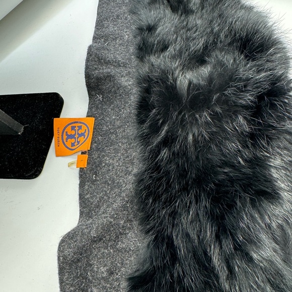 Tory Burch black rabbit hair accessory removable collar with buttons - Picture 2 of 7